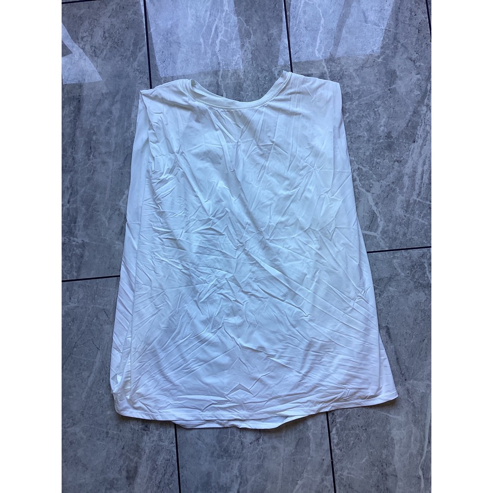 Halara NWOT Womens White Muscle Tank Top Crew Neck Sleeveless Athletic Tee 2X